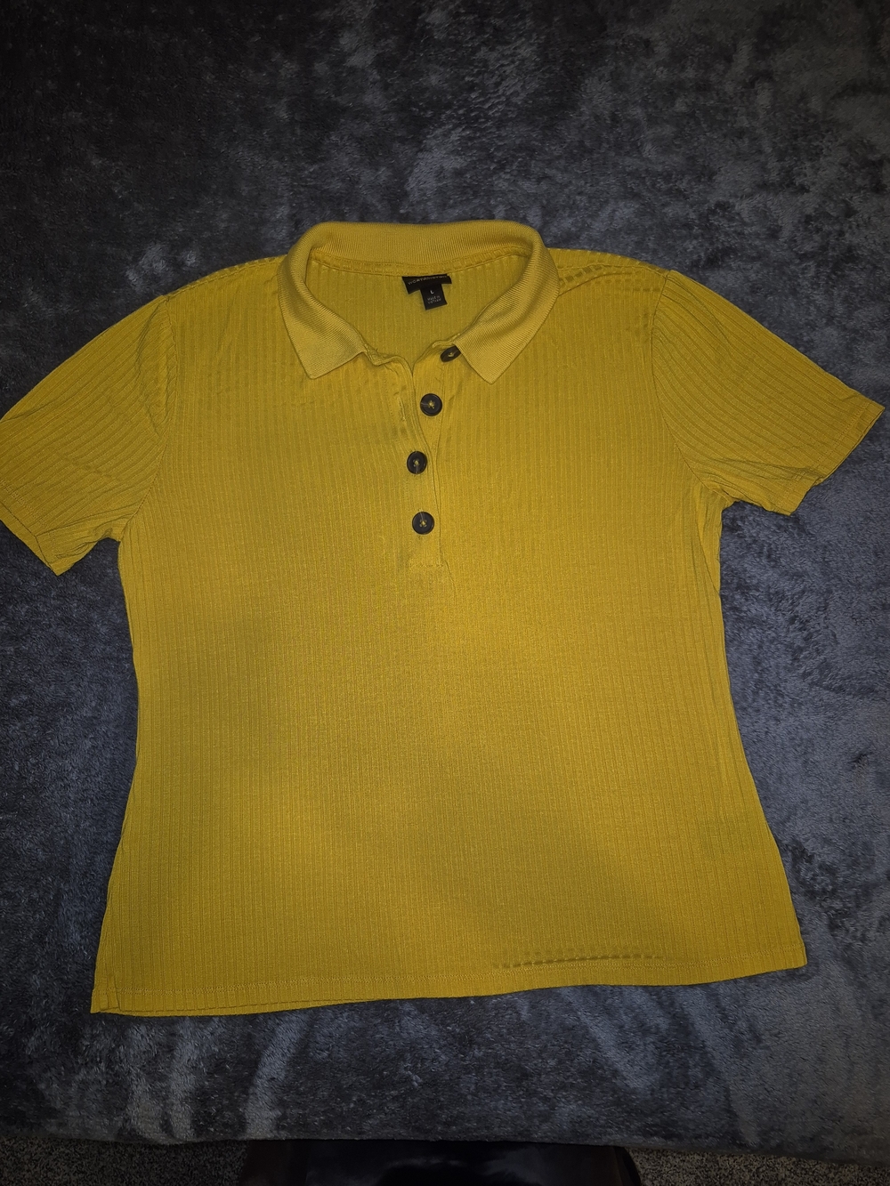 Worthington Mustard Yellow Ribbed Polo Tee